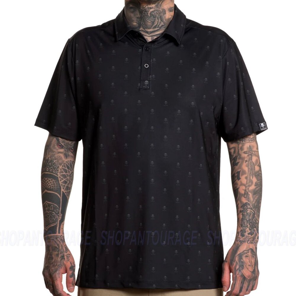 Sullen Art Collective Golf Badge SCM6412 Short Sleeve Black Polo Shirt For Men